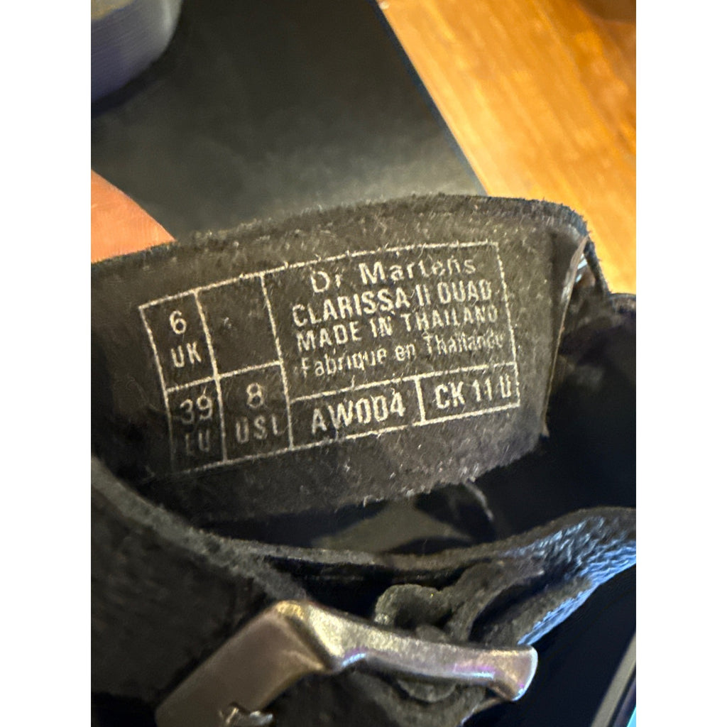 Dr. Martens Clarissa II Quad Black Pebbled Leather Platform Sandals Womens 8