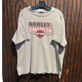 Harley-Davidson Vintage Gray Waffle Knit Thermal Graphic T-Shirt Mens XL 28x23