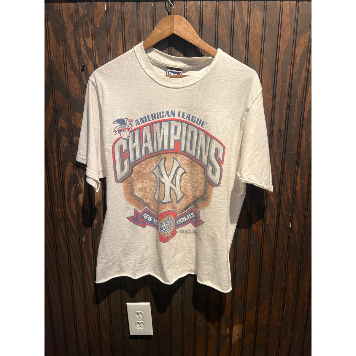 Vintage 1996 New York Yankees American League Champions T-Shirt Cropped Logo 7
