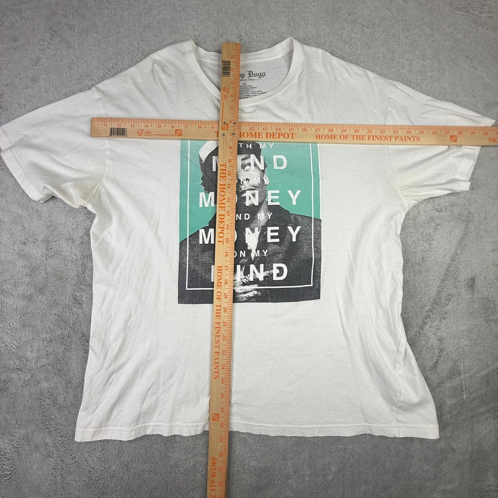 Snoop Dogg Graphic T Shirt Mens 2XL White Cotton Money Mind Print