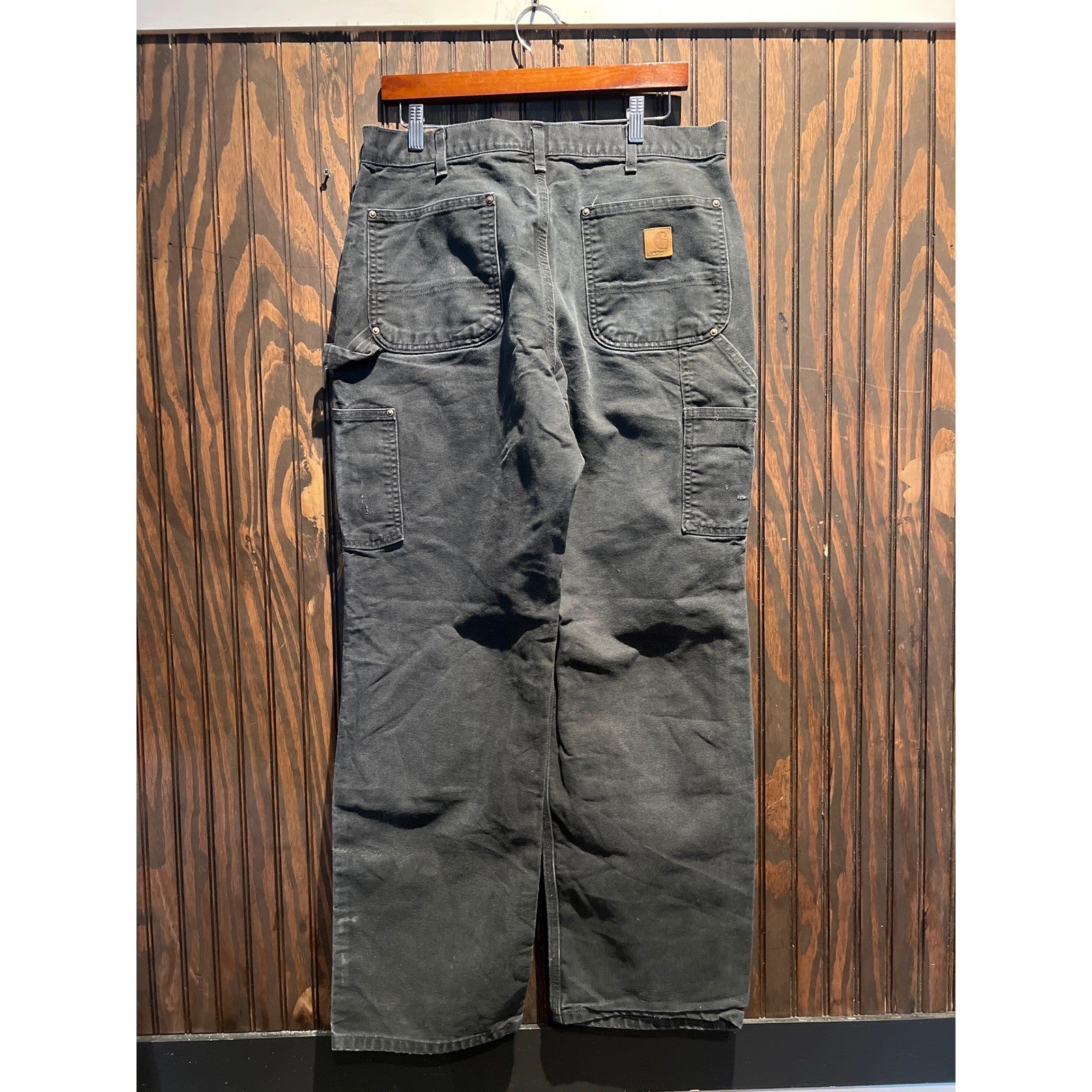 Carhartt B136 BLK Double Knee Work Pants Mens 34x32 Black Loose Fit Carpenter