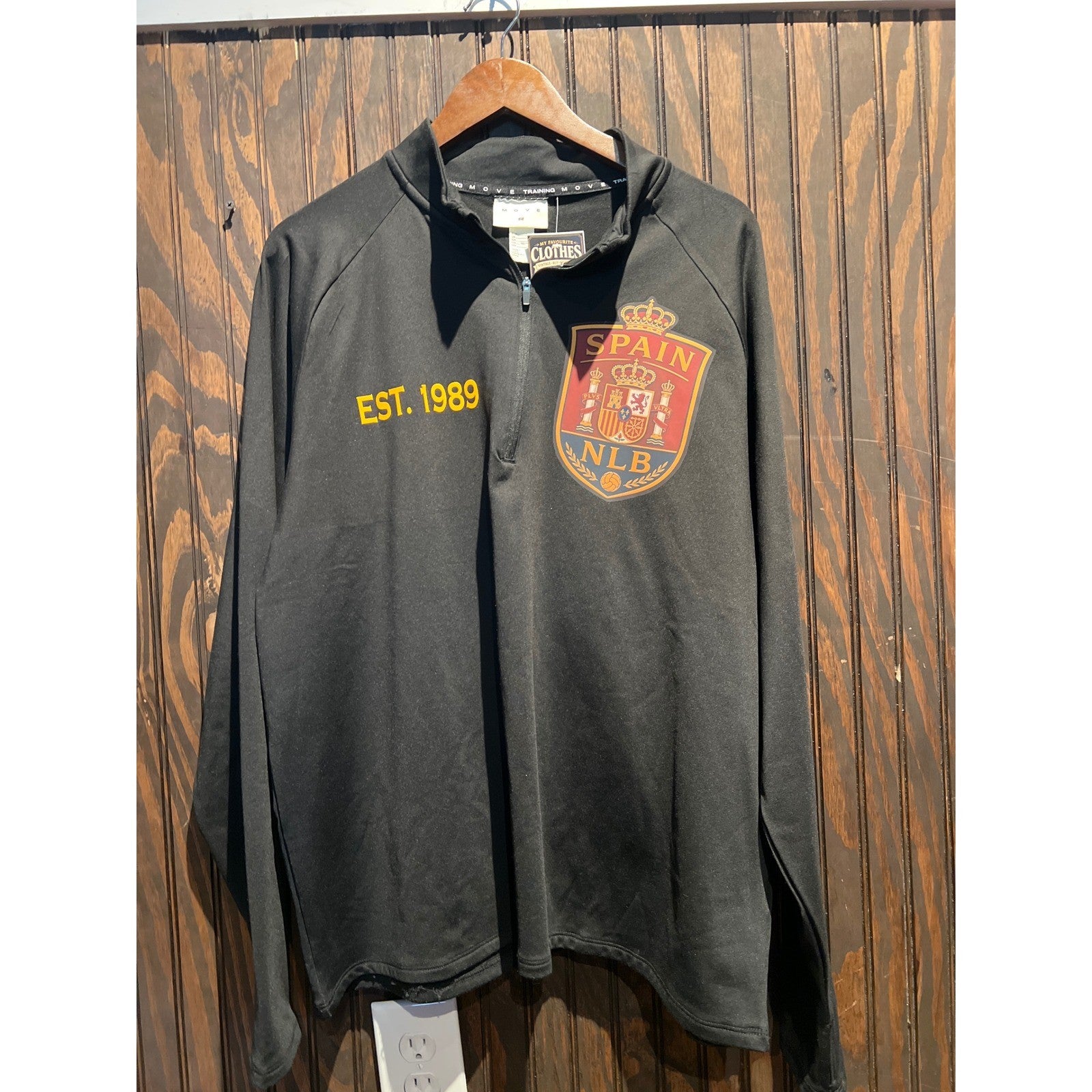 Spain NLB Est 1989 Quarter Zip Pullover Black Training Jacket Mens XL