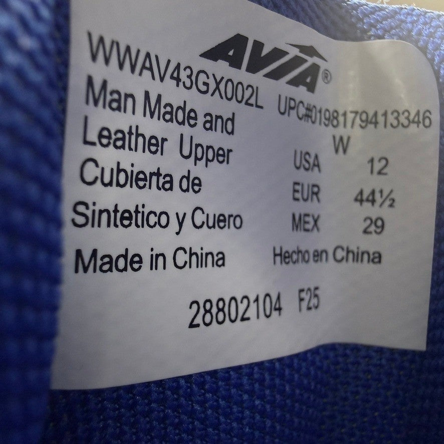 "NEW" AVIA Men's White Silver Blue Athletic Running Shoes Lace Up Size 12