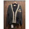 Gucci Mens Black Cotton Knit Bee Applique Striped Trim Cardigan Sweater Italy