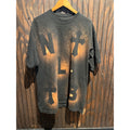 NTLB Black Bleach Splatter Cross Graphic T-Shirt Mens Oversized Streetwear Tee