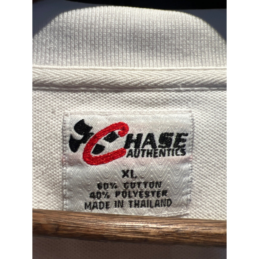 Chase Authentics Budweiser Racing Polo Shirt White Red Black Mens Medium