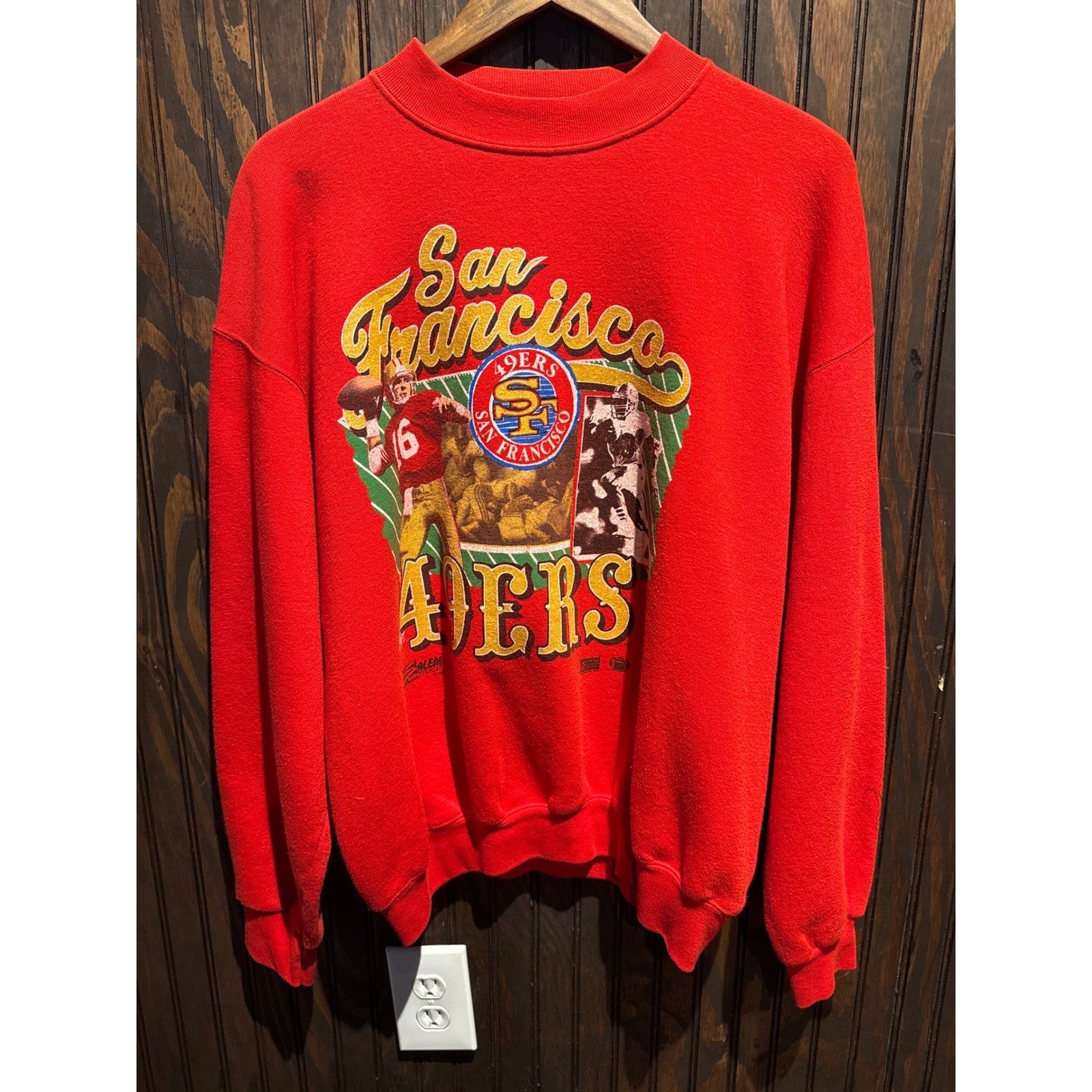 Vintage Salem Sportswear San Francisco 49ers Red Sweatshirt NFL 90s XL 24x27