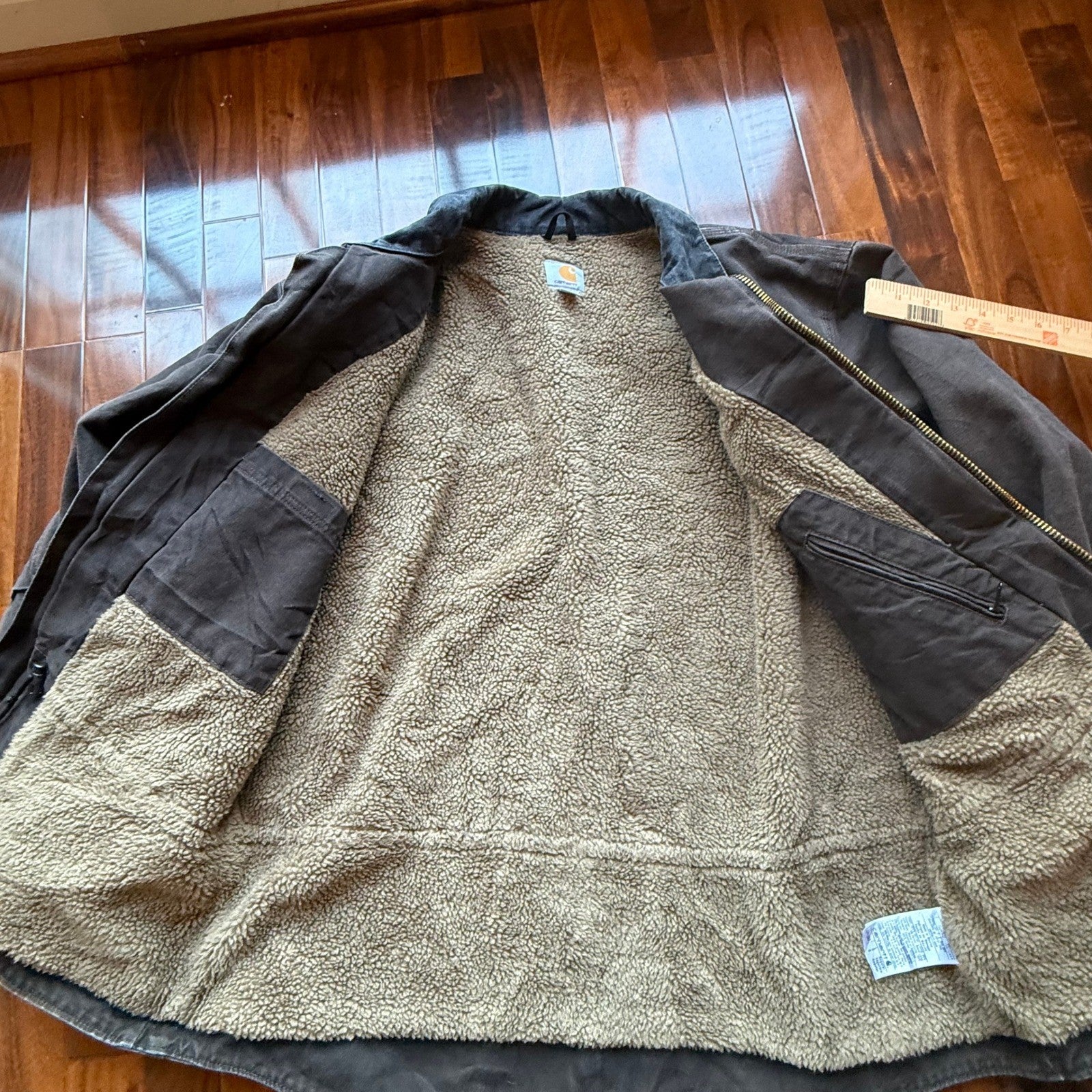 Carhartt Mens C61-DKB Sandstone Ridge Coat Sherpa Lined Dark Brown Large Regular