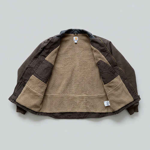 Carhartt Mens C61-DKB Sandstone Ridge Coat Sherpa Lined Dark Brown Large Regular