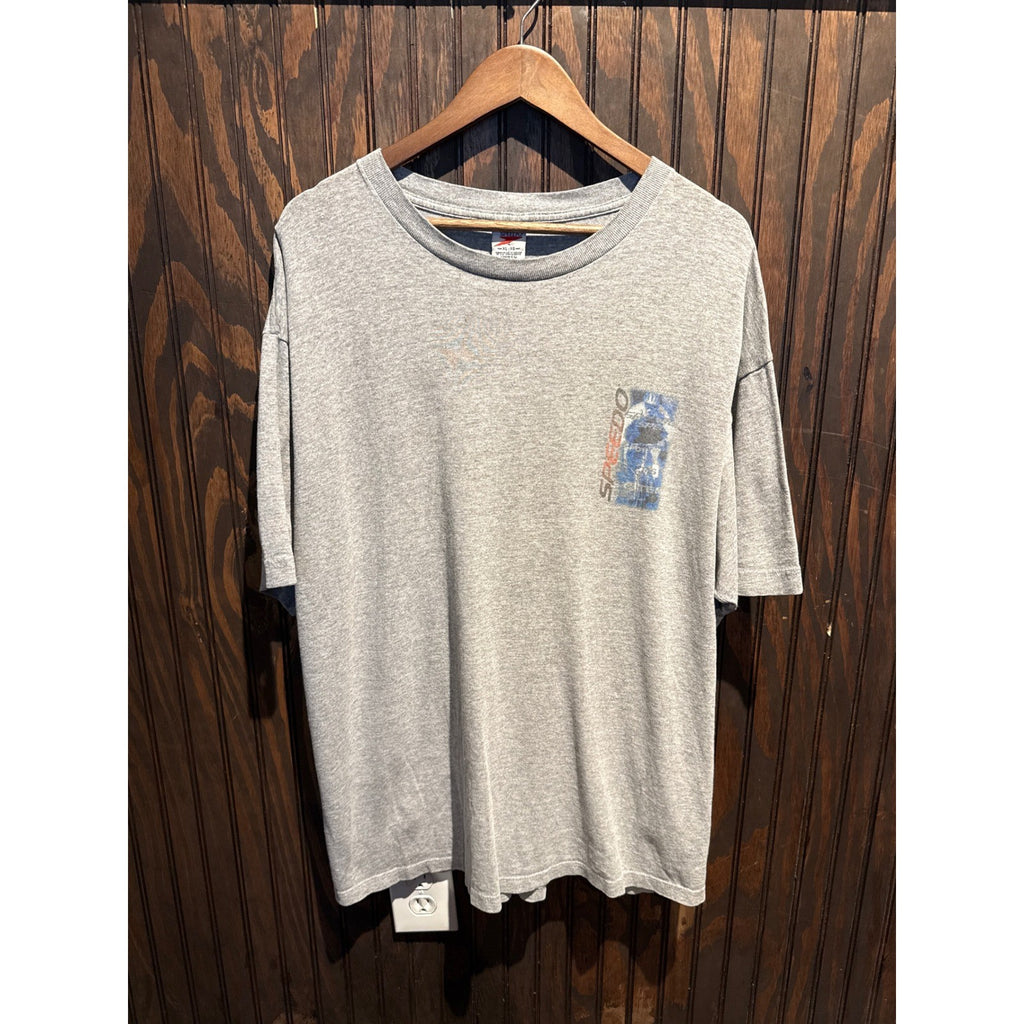 Vintage Speedo Graphic T-Shirt Mens XL Heather Gray Single Stitch 90s Sport Tee