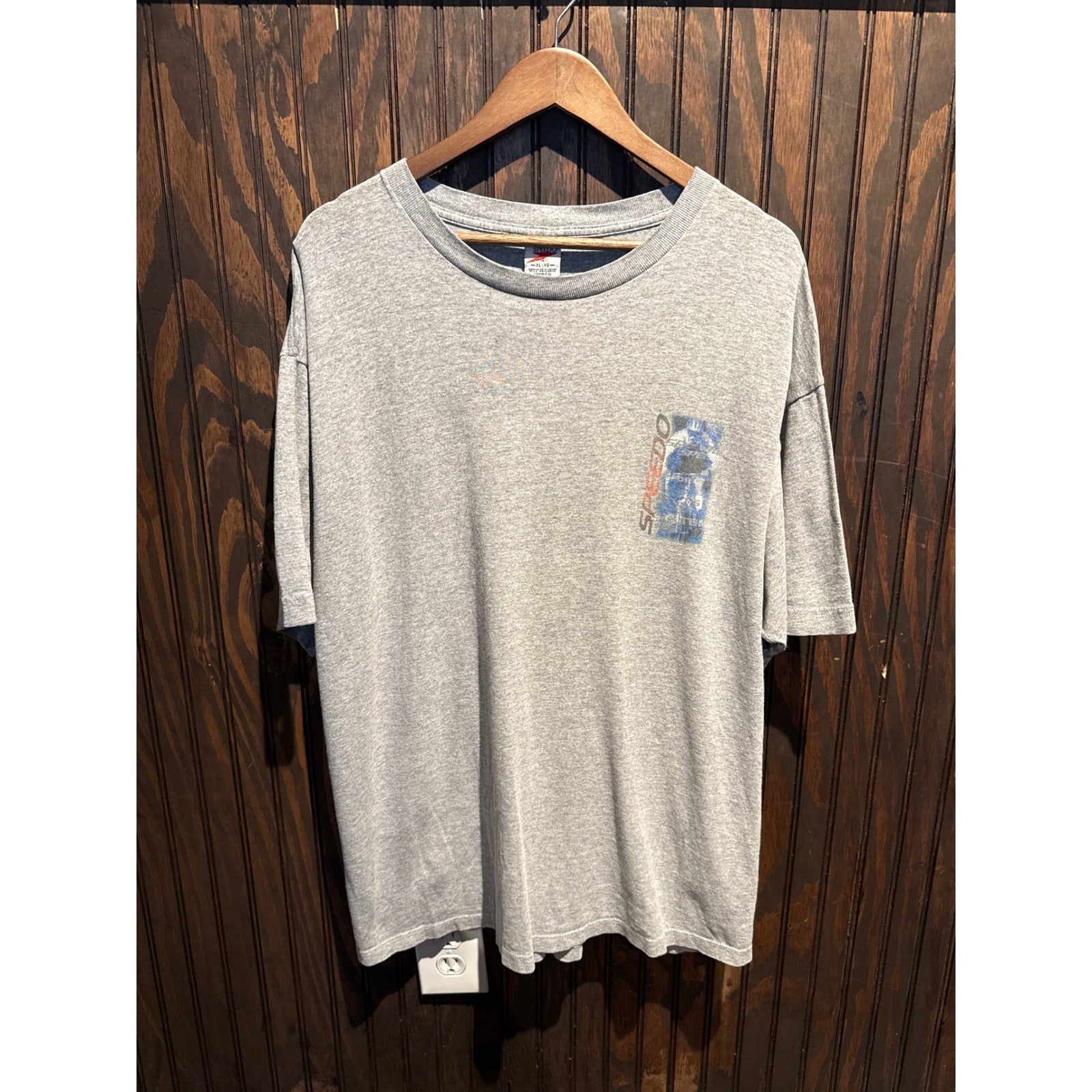 Vintage Speedo Graphic T-Shirt Mens XL Heather Gray Single Stitch 90s Sport Tee