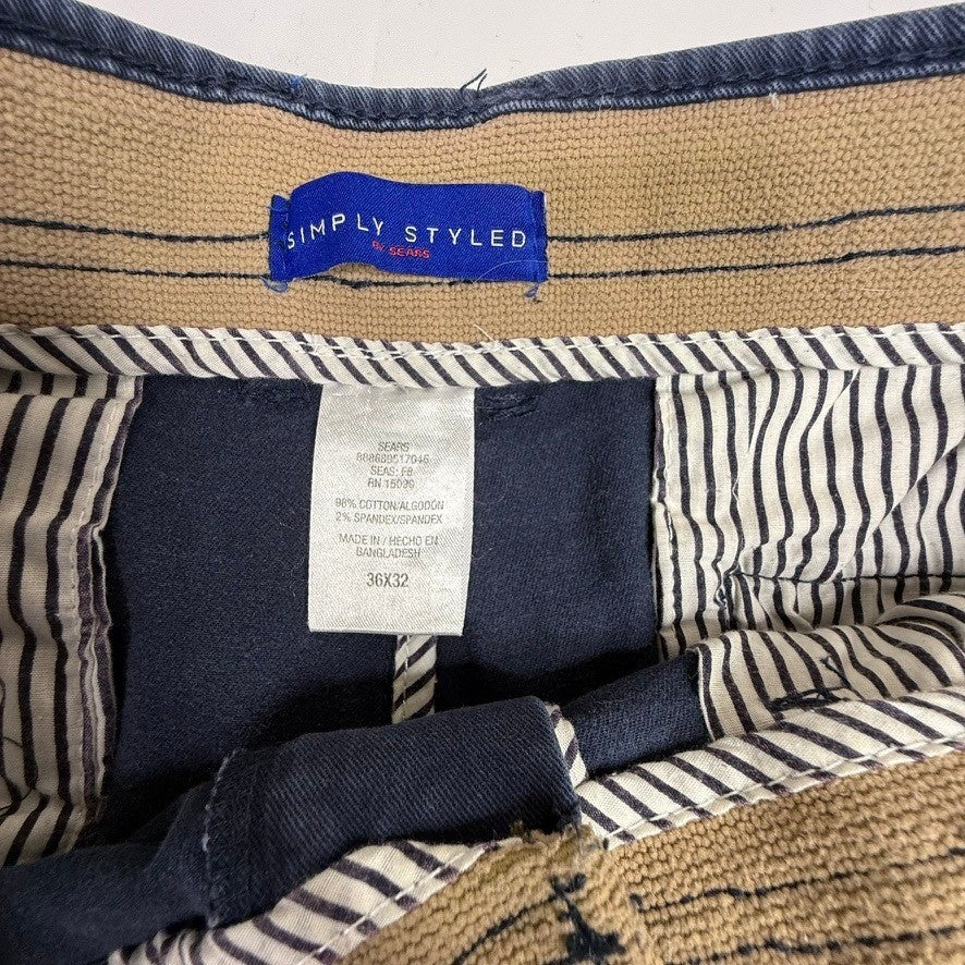 Simply Styled by Sears Mens Navy Blue Chino Pants Size 36x32 Casual Flat Front