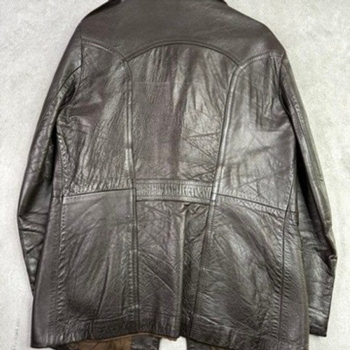 Vintage 90s CSL Suedes Black Leather Coat Mens L Distressed Genuine Leather