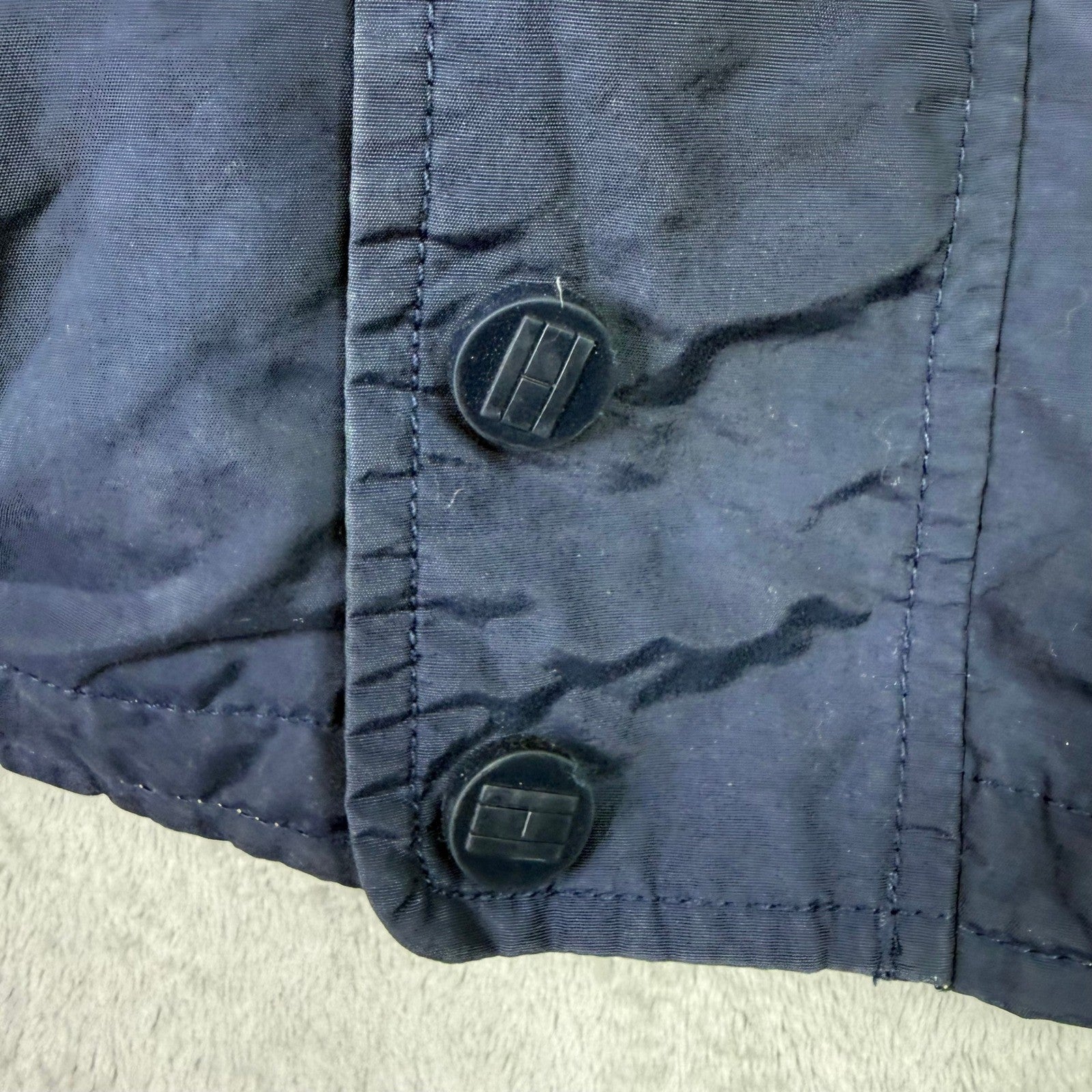 Tommy Hilfiger Colorblock Windbreaker Jacket Navy Green Mens XL Logo Spellout