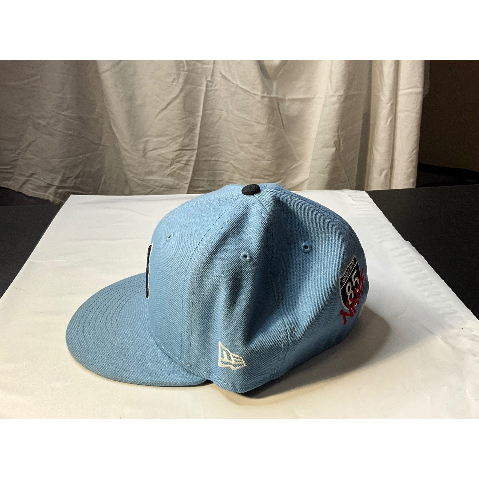 New Era Atlanta Braves Fitted Hat Size 7 1/2 Light Blue Interstate 85