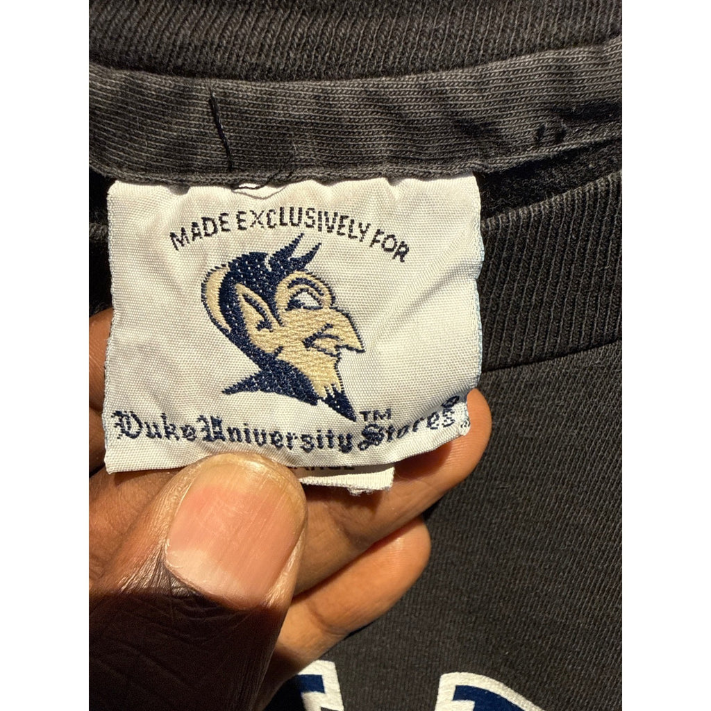 Vintage 1990 Duke Basketball T-Shirt Faded Black Blue Devils NCAA Crew Neck Tee