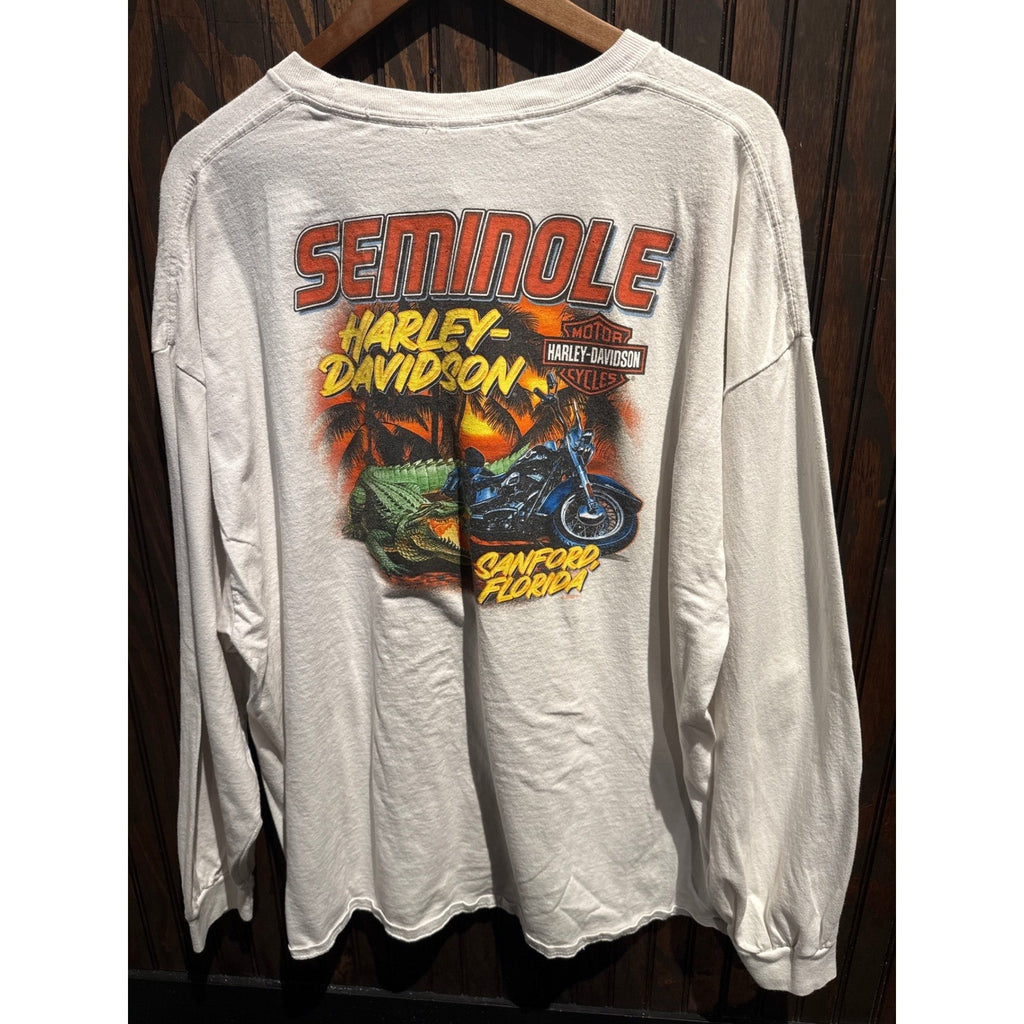 Harley Davidson Speed & Power Long Sleeve Graphic T-Shirt White Mens 2XL 27x30