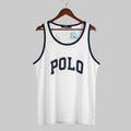 Polo Ralph Lauren Mens White Navy Ringer Tank Top Graphic Logo Sleeveless L