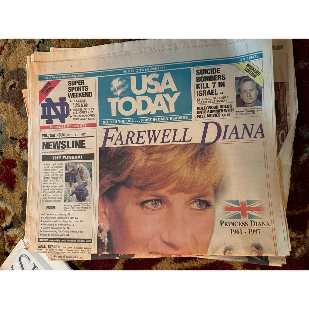 Vintage Princess Diana Funeral Newspaper 1997 Atlanta Journal USA Today Lot