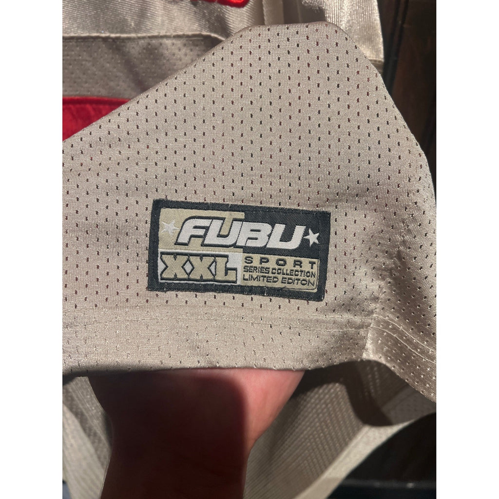 Vintage FUBU The Collection Football Jersey Gold Red Mesh Mens XXL 90s Hip Hop