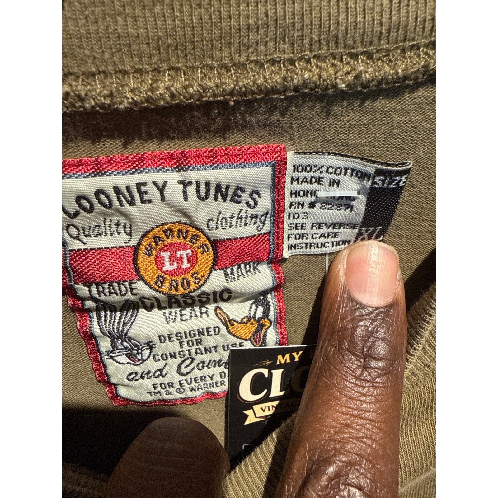 Vintage Looney Tunes Taz L.T. Boot Camp Military Graphic T-Shirt Olive Green XL