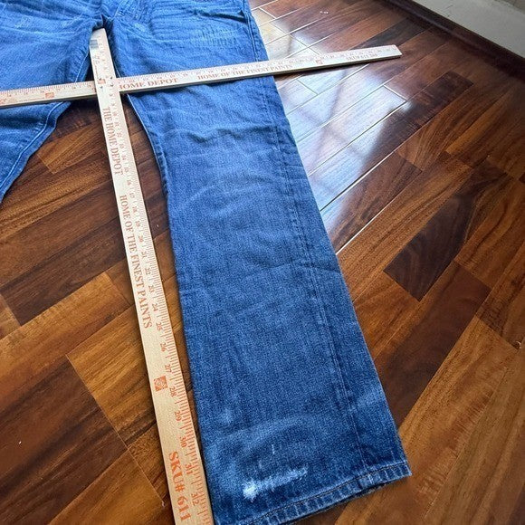 True Religion Mens Straight Leg Distressed Blue Denim Jeans Medium Wash 40