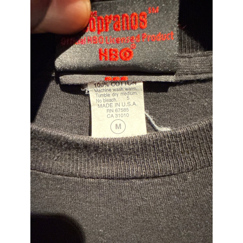 The Sopranos HBO Vintage 2002 Promo T-Shirt Mens Medium Black Made in USA Tony