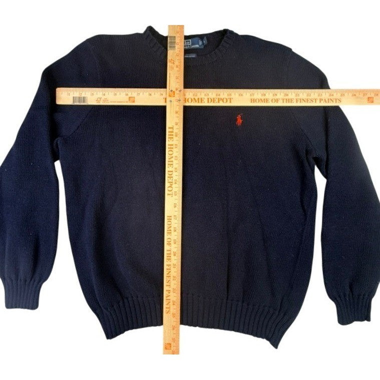 Polo Ralph Lauren Men Navy Blue Crewneck Sweater Size L 100% Cotton