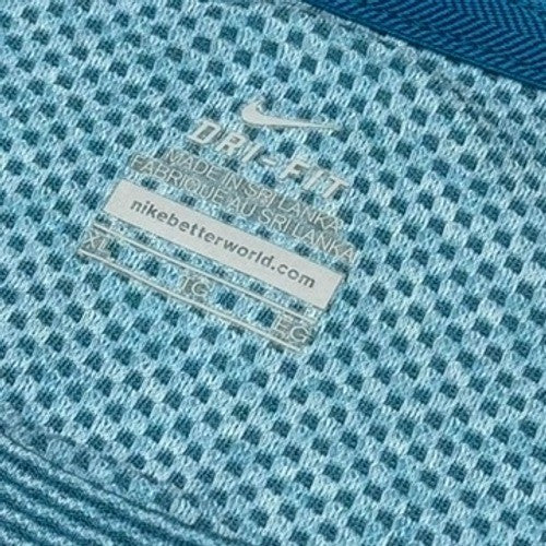 Nike Dri Fit Mens XL Blue Teal Stripe Athletic Performance T Shirt Short Sleeve