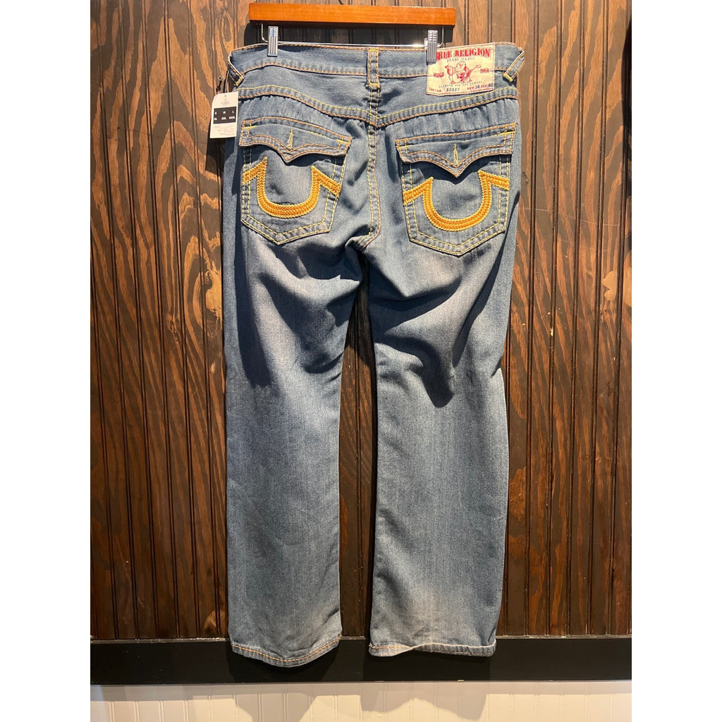 True Religion Ricky Super T Straight Leg Jeans Medium Wash Blue Denim Mens 38x31