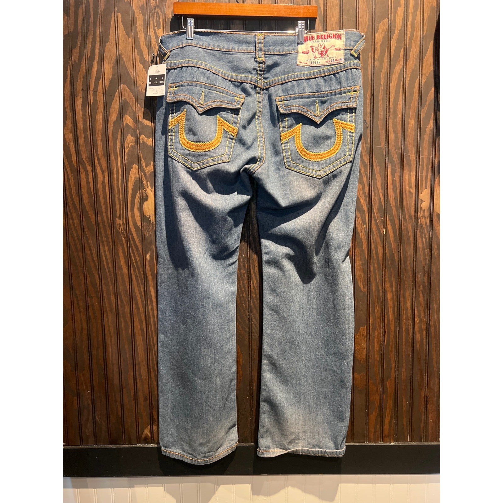 True Religion Ricky Super T Straight Leg Jeans Medium Wash Blue Denim Mens 38x31