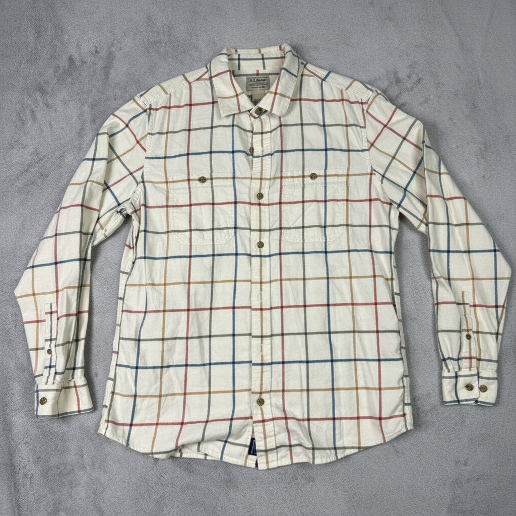 LLBean Plaid Button Down Shirt Long Sleeve Slightly Fitted Cotton Men's