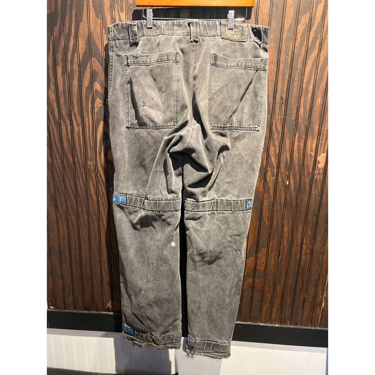 FGM Distressed Grey Cargo Pants Blue Tape Detail 39x32 Streetwear Utility