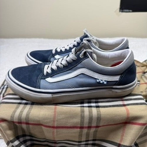 Vans Old Skool Pro Skate Shoes Navy Blue White Mens Size