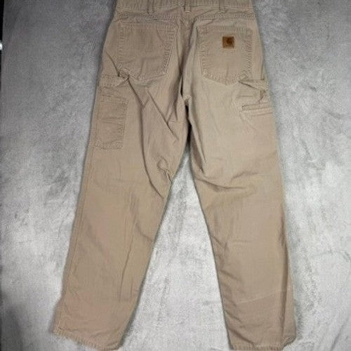 Carhartt Mens Tan Canvas Work Cargo Pants Relaxed Fit Size 34x30