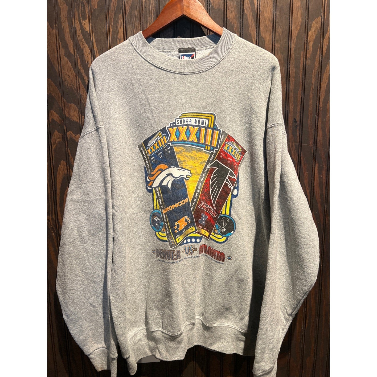 Vintage Pro Player Super Bowl XXXIII Denver Broncos Atlanta Falcons Sweatshirt