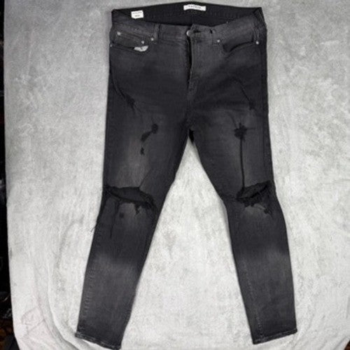 PAC SUN Stacked Skinny Jeans Mens 36x32 Black Distressed Ripped Slim Fit
