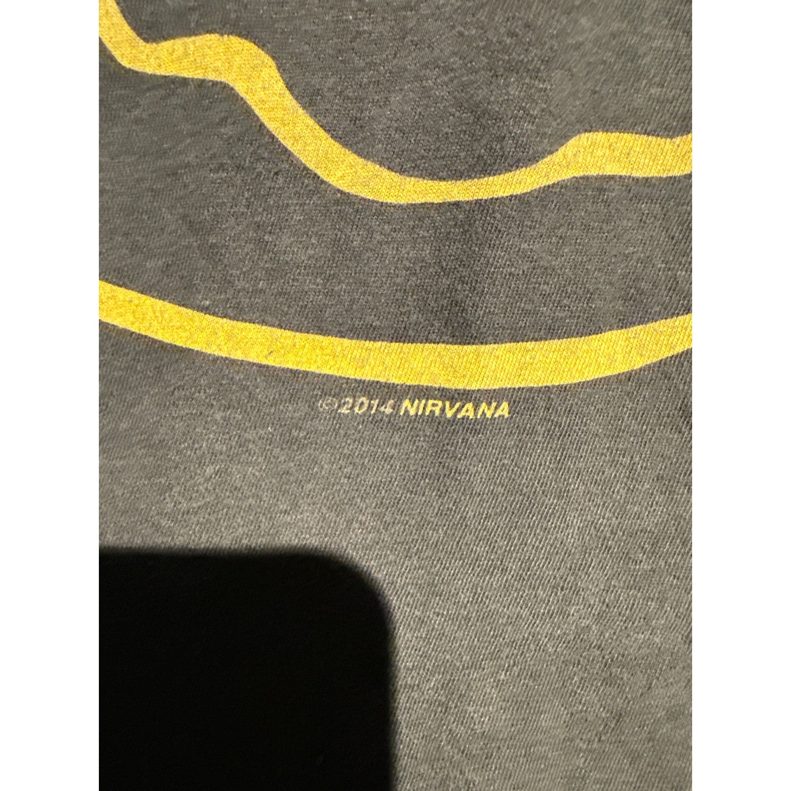 Nirvana Smiley Face Graphic T-Shirt Mens Faded Black Grunge Band Tee 27x32
