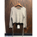 Helmut Lang Grey Wool Cashmere Side Tie Cropped Sweater Womens P2P 20 L18