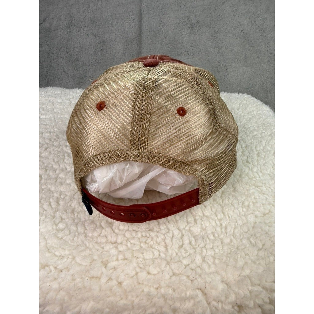 Southern Fried Cotton Trucker Hat Red Tan Mesh American Flag Patch Snapback