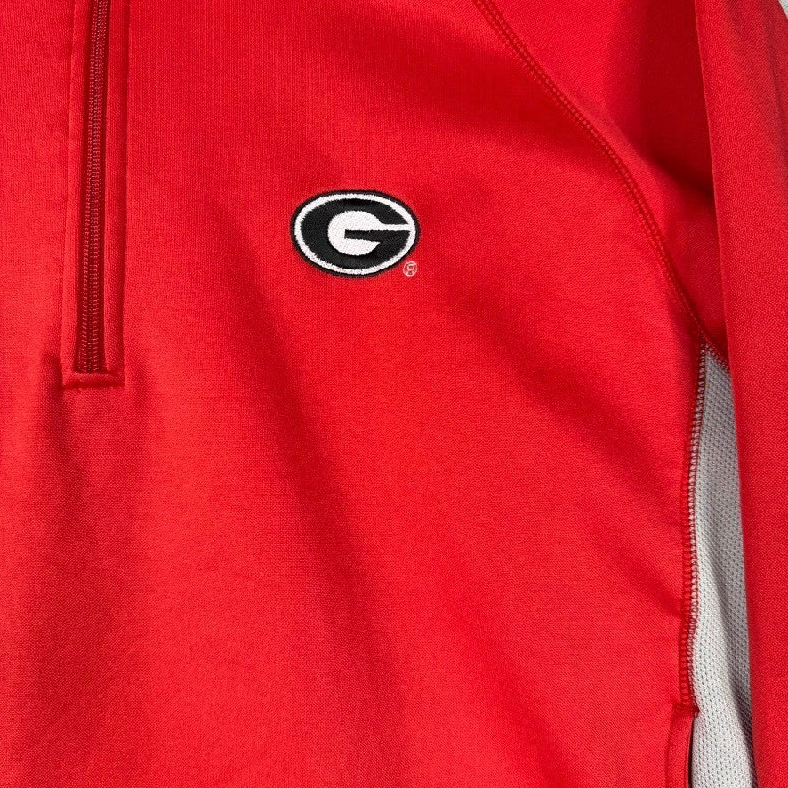 Georgia Bulldogs Quarter Zip Pullover Red Gray Athletic Sweatshirt Size Large