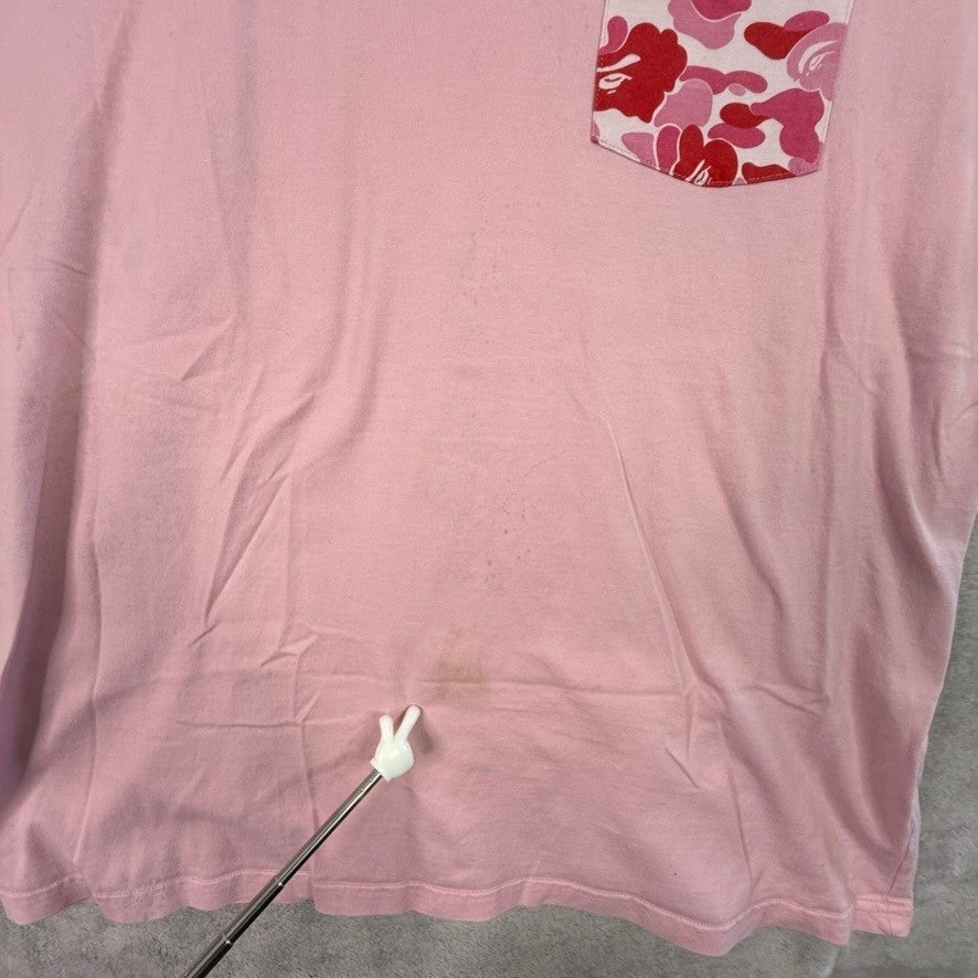 BAPE A Bathing Ape Pink Camo Pocket Ape Head T Shirt Size 2XL