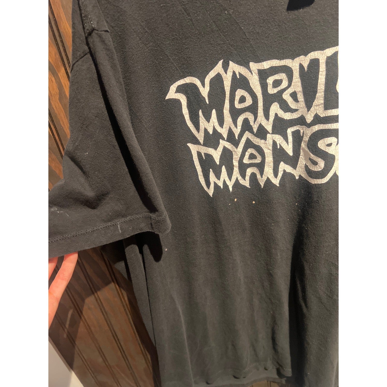 Marilyn Manson Graphic T-Shirt Black Short Sleeve Rock Band Tee Mens XL 30x24