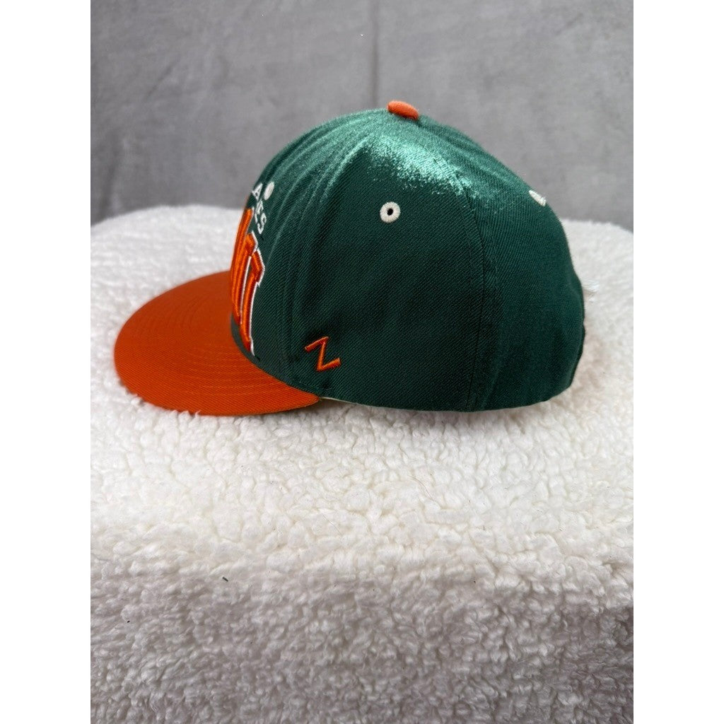 Zephyr Miami Hurricanes Baseball Cap Green Orange Flat Brim Snapback Adjustable