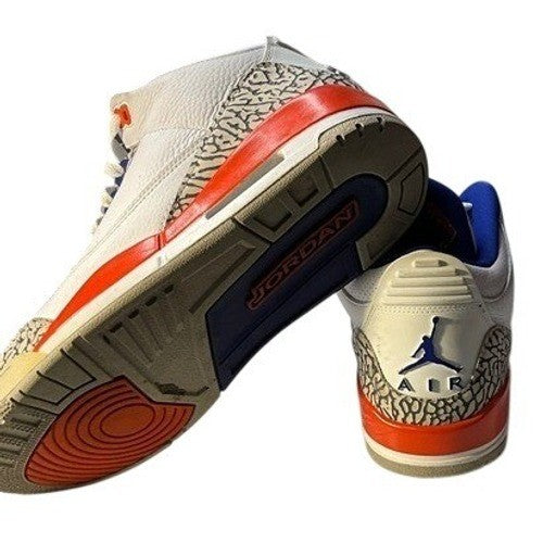 Jordan 3 Retro White Orange Blue Mens Basketball Shoes Size 10 w/Box Used
