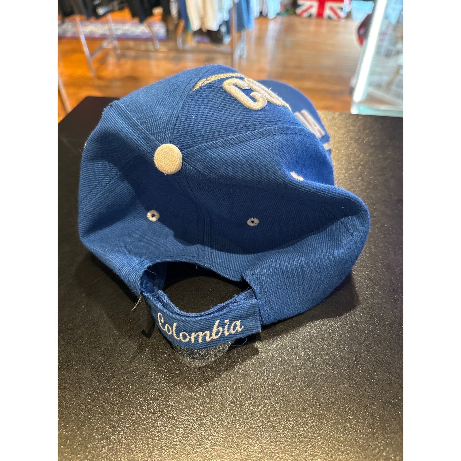 Colombia National Heritage Blue Embroidered Baseball Cap Hat Coat of Arms Crest