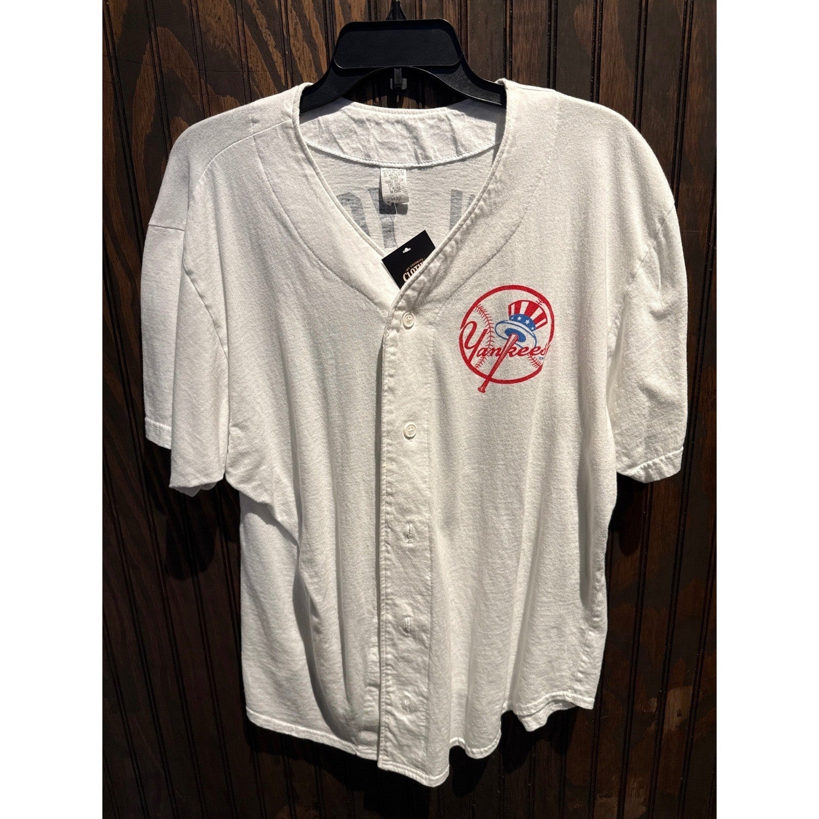 Vintage New York Yankees MLB Baseball Jersey White Button Up V-Neck Mens XL 90s