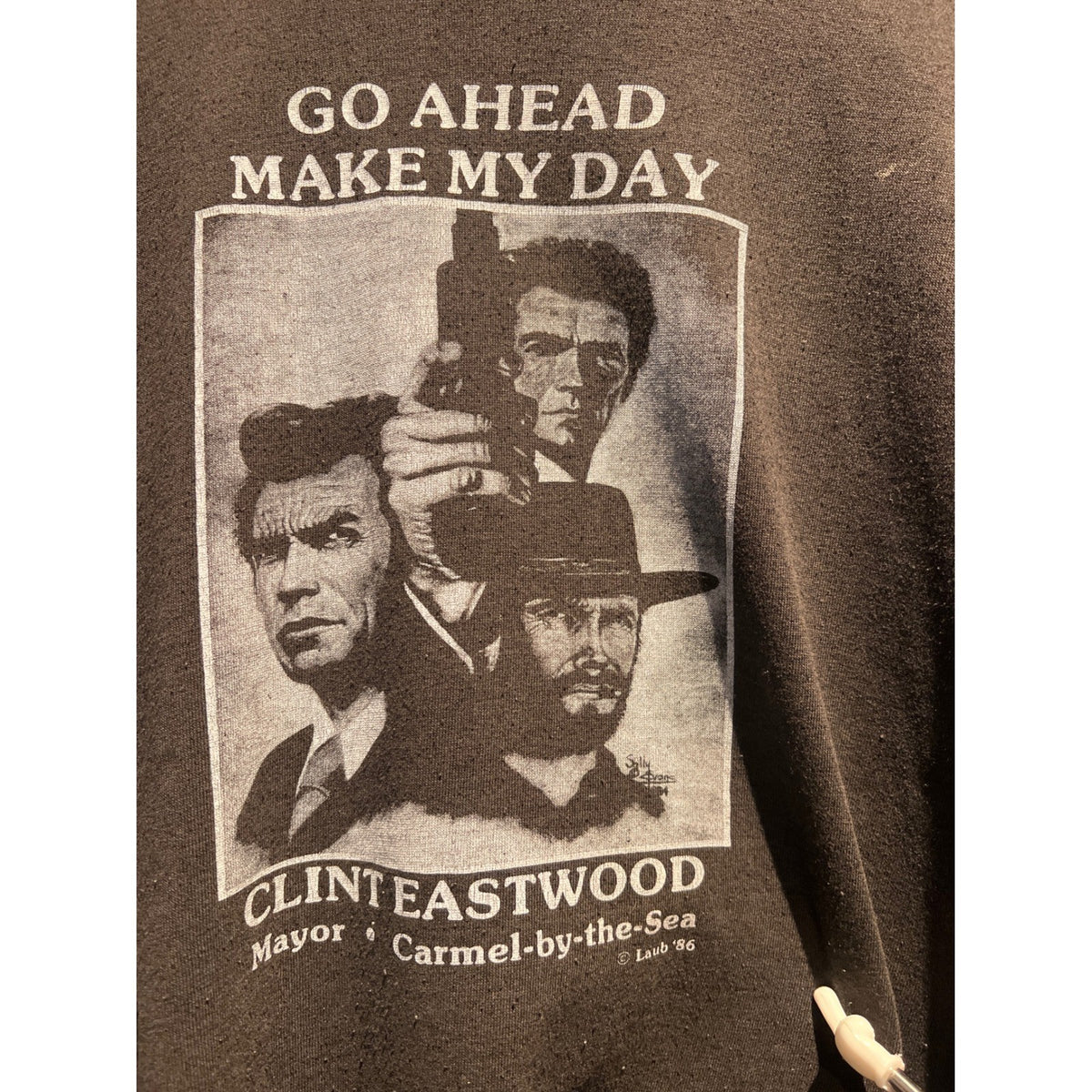Vintage 1986 Clint Eastwood Carmel Mayor T-Shirt XL Go Ahead Make My Day 80s Tee