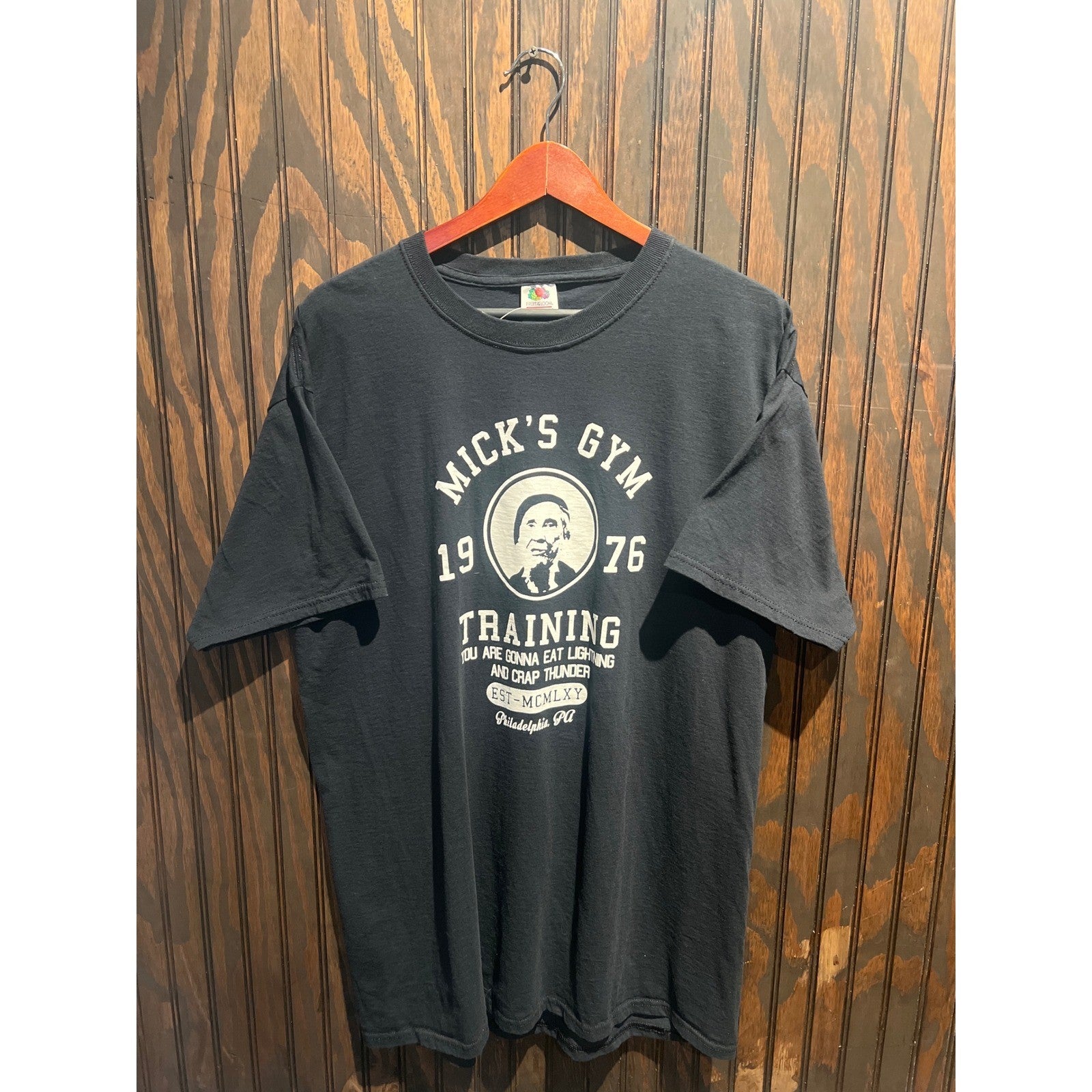 Fruit of the Loom Micks Gym Rocky Movie Graphic T-Shirt Black XL 31x21