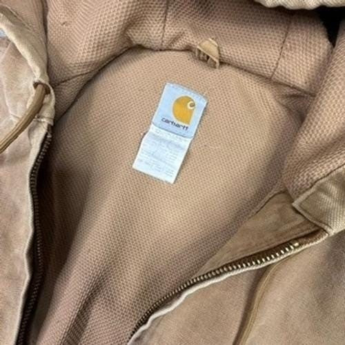 Carhartt Men's Tan Hooded Work Jacket J01 Insulated Lined Size L